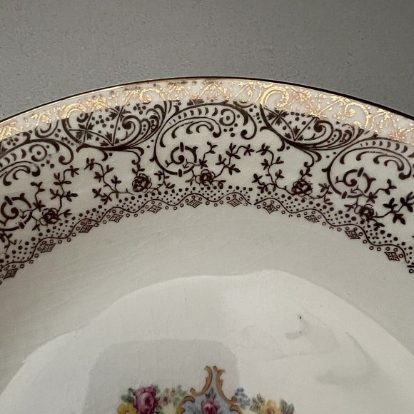 Vintage Parisian Center Coupe Bowl Set Of 2 Warranted 22 K Gold USA 8” Diameter - Picture 3 of 11